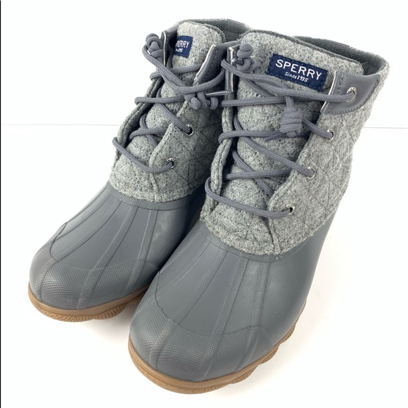 gray sperry duck boots